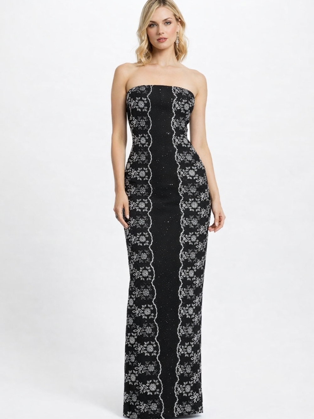 Vintage Bob Mackie Strapless Ebroidered And Beaded Column Gown Size 8